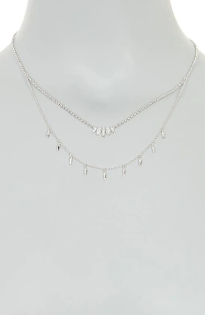 Shop Nadri Nix Cubic Zirconia Shaky Charm Layered Necklace In Rhodium
