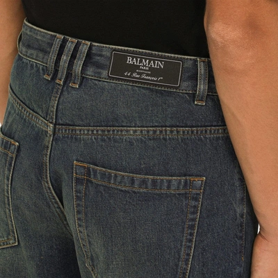 Shop Balmain Blue Regular Denim Jeans Men