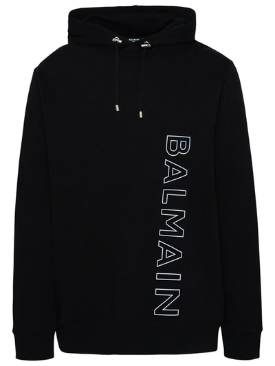 Shop Balmain Man Black Cotton Sweatshirt