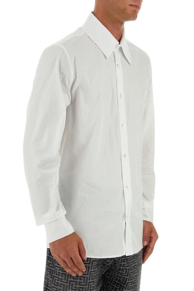 Shop Balmain Man White Poplin Shirt