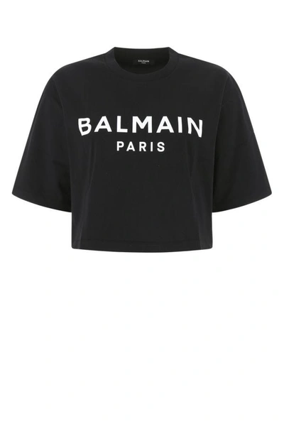 Shop Balmain Woman Black Cotton T-shirt