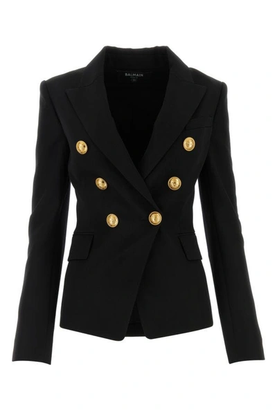 Shop Balmain Woman Black Twill Blazer