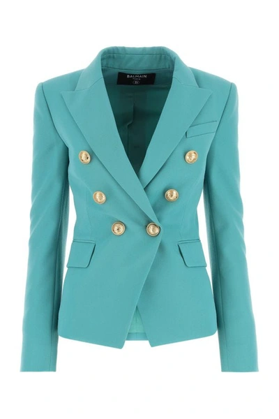 Balmain Wool Jacket In Green