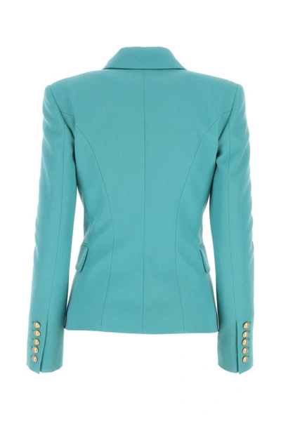 Balmain Wool Jacket In Green