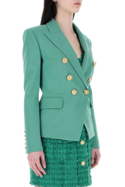Balmain Wool Jacket In Green