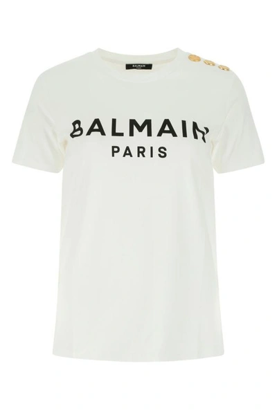 Shop Balmain Woman White Cotton T-shirt