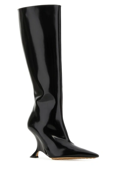 Shop Bottega Veneta Woman Black Leather Rocket Boots