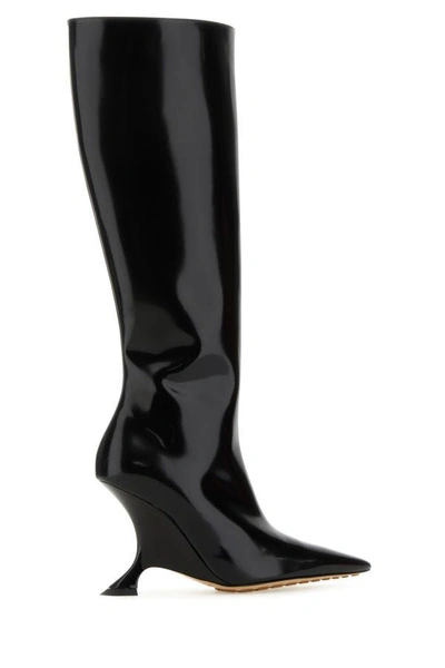 Shop Bottega Veneta Woman Black Leather Rocket Boots