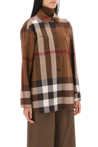 Shop Burberry Avalon Overshirt In Check Flannel Women In Brown