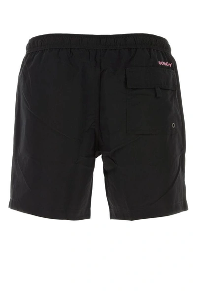 Shop Burberry Man Black Polyester Swimming Shorts