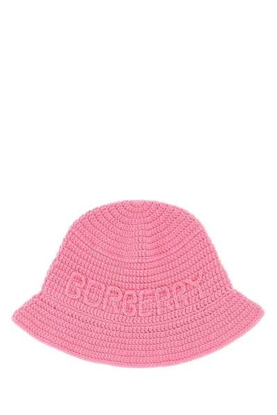 Shop Burberry Man Pink Crochet Bucket Hat