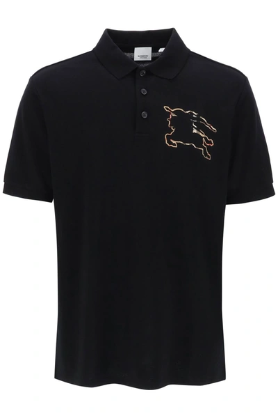 Shop Burberry Winslow Polo Shirt With Ekd Men In Black