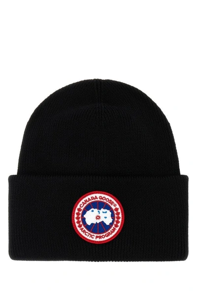 Shop Canada Goose Man Black Wool Beanie Hat