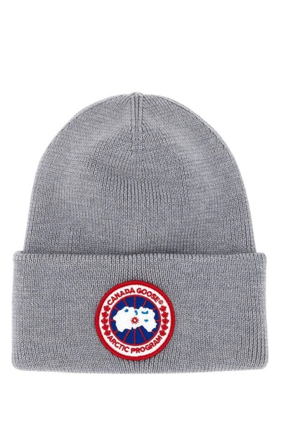 Shop Canada Goose Man Grey Wool Beanie Hat In Gray