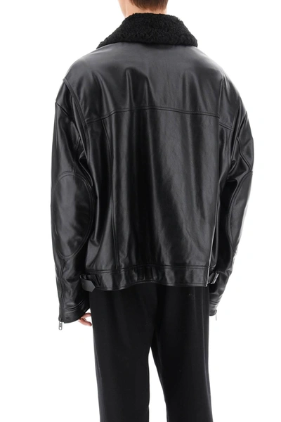 Shop Dolce & Gabbana Leather-and-fur Biker Jacket Men In Black