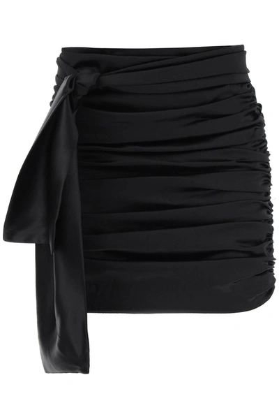 Shop Dolce & Gabbana Ruched Satin Mini Skirt Women In Black