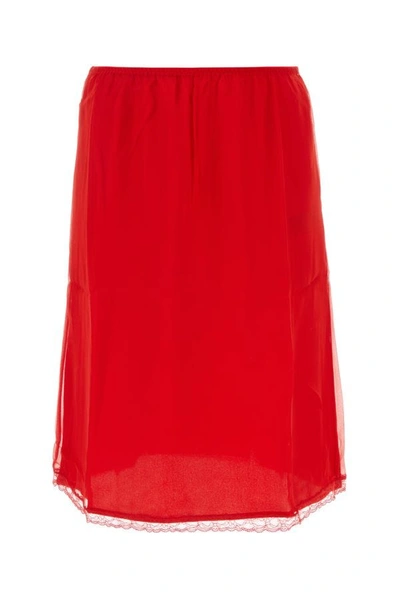 Shop Gucci Woman Red Silk Skirt