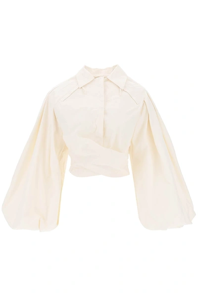 Shop Jacquemus Le Haute Bahia Boule Balloon-sleeve Shirt Women In White