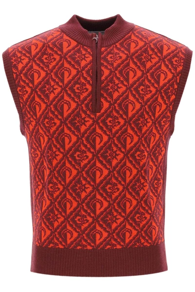 Shop Marine Serre Moon Diamant Jacquard Knit Vest Men In Red