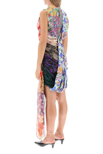 Shop Marine Serre Upcycled-silk Patchwork Dress Women In Multicolor
