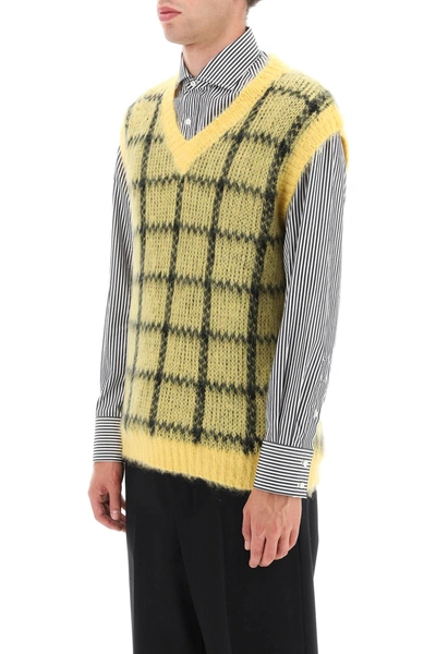 Shop Marni Brushed-mohair Vest With Check Motif Men In Multicolor