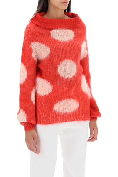 Shop Marni Jacquard-knit Sweater With Polka Dot Motif Women In Multicolor