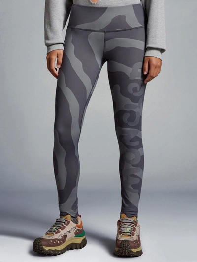 Moncler Printed Leggings Gray In Gray