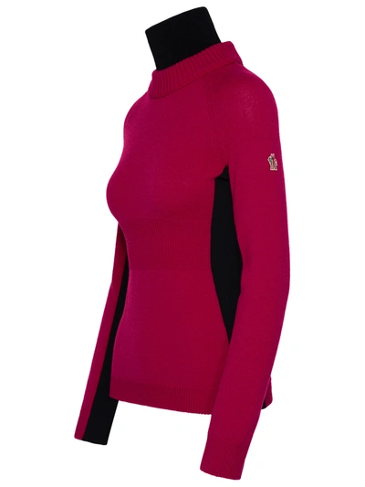 Shop Moncler Grenoble Fucsia Wool Blend Turtleneck Sweater Woman In Red