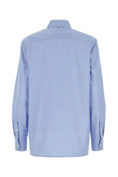 Shop Prada Woman Powder Blue Oxford Shirt