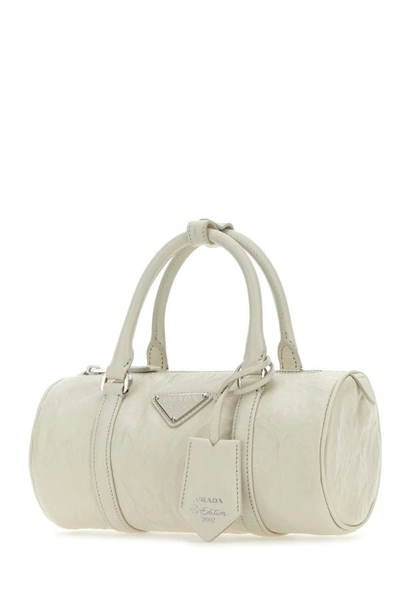 Shop Prada Woman White Leather Small Handbag