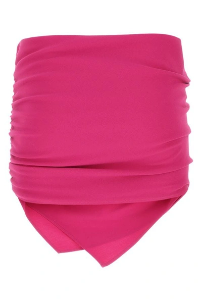 Attico Hatty Ruched Asymmetric Miniskirt In Purple