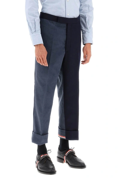 Shop Thom Browne Cuffed Trousers In Funmix Shetland Men In Multicolor