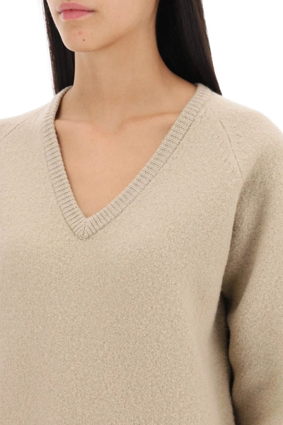 Shop Totême Toteme Felted-wool Sweater Women In Cream
