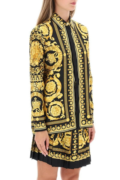 Shop Versace Barocco Silk Shirt Women In Multicolor