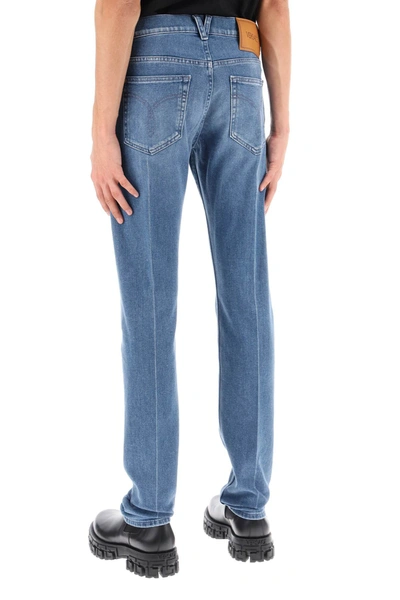 Shop Versace Stretch Denim Slim Fit Jeans Men In Blue