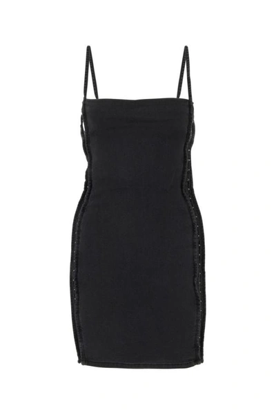 Shop Y/project Y Project Woman Black Stretch Denim Mini Dress