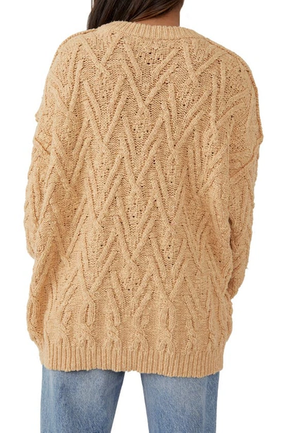 Shop Free People Isla Cable Stitch Tunic Sweater In Camel