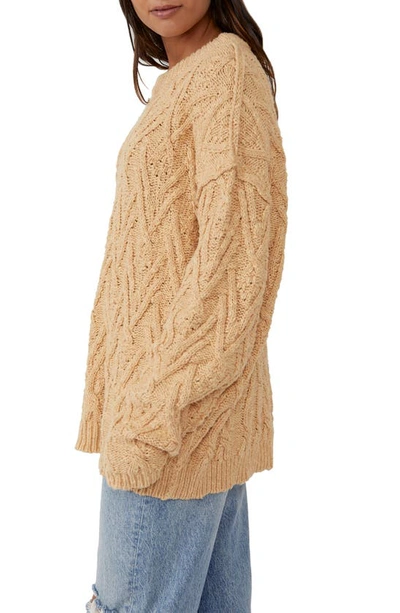 Shop Free People Isla Cable Stitch Tunic Sweater In Camel