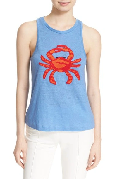 Tory Burch Crab Embellished Round-neck Tank, Blue Dusk