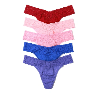 Shop Hanky Panky Holiday 5 Pack Signature Lace Original Rise Thongs In Orange