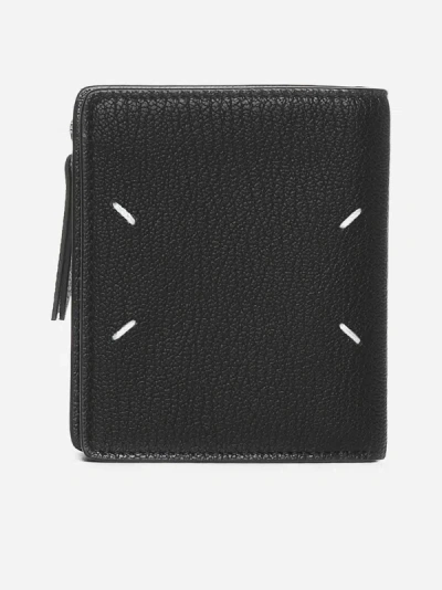 Shop Maison Margiela Leather Medium Wallet In Black