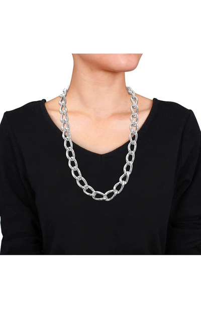 Shop Delmar Hollow Link Chain Necklace In Silver