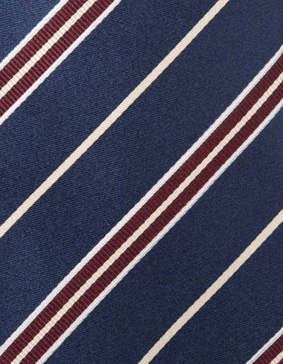 Shop Kiton Regimental Tie In Silk With White And Red Stripes In Blue