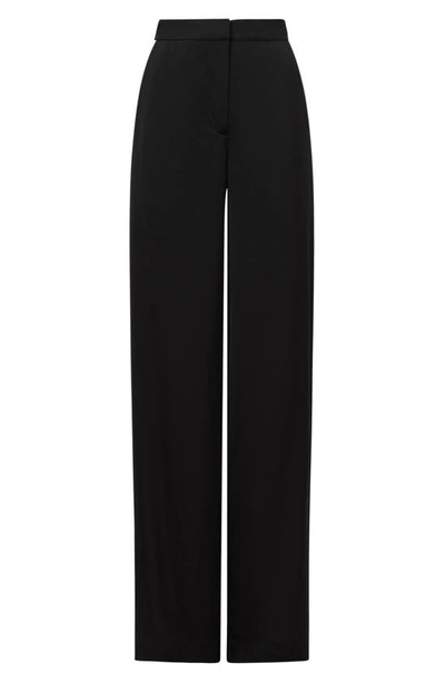 Reiss Black Petite Wide Leg Side Stripe Trousers In Black
