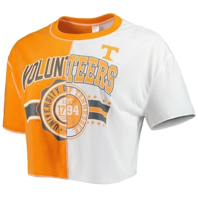 Shop Zoozatz Tennessee Orange/white Tennessee Volunteers Colorblock Cropped T-shirt