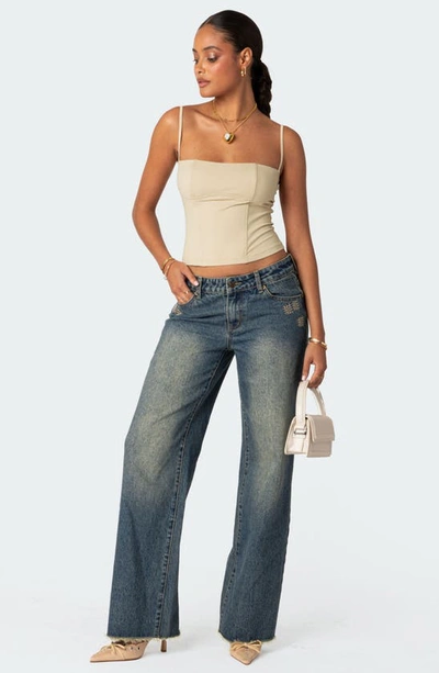 Edikted Juno Corset Crop Camisole In Beige