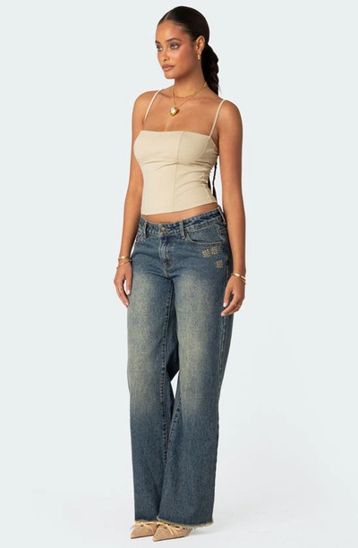 Edikted Juno Corset Crop Camisole In Beige