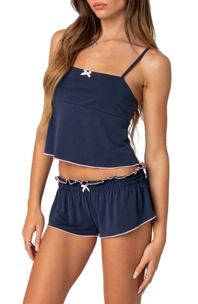 Edikted Alice Peplum Camisole In Navy