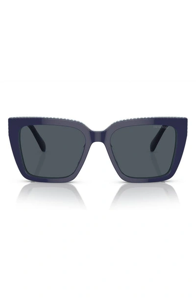 Shop Swarovski 54mm Square Sunglasses In Blue