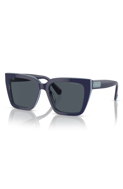 Shop Swarovski 54mm Square Sunglasses In Blue